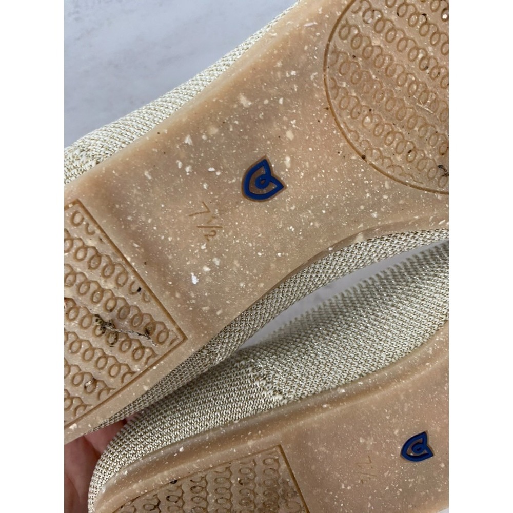 Rothys Flats Ballerina Sz 7.5 Metallic Gold Knit Balletcore Round Toe Everyday - Picture 9 of 10